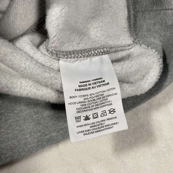 Nike Split Logo Hoodie Light Gray Red Fleece Lined Athleisure Comfy Men's Sz Lg - Picture 4 of 8